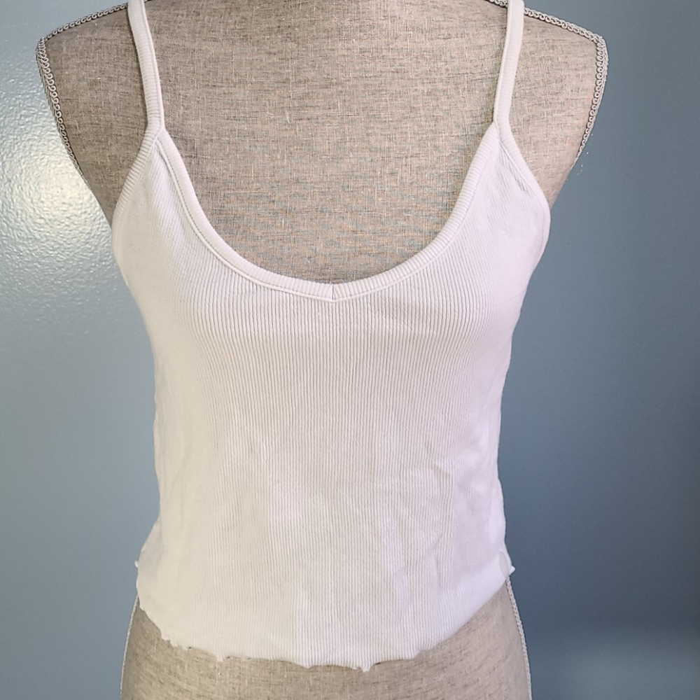 PacSun Basics White Ribbed Crop Tank Size Large NWT
